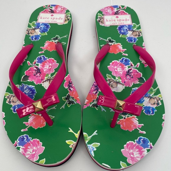 Kate Spade NWOT or Box Summer Nadine Spring Blooms Print Flip Flops - Picture 1 of 8